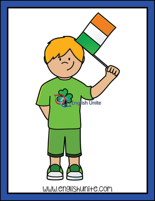 clip art - boy with irish flag