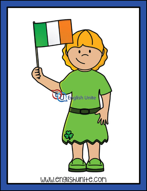 clip art - girl with irish flag