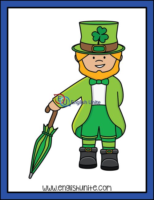 clip art - leprechaun with umbrella