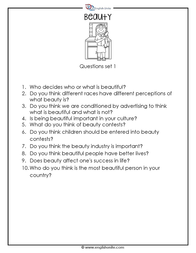 English Unite - 20 Questions Speaking Challenge - Beauty