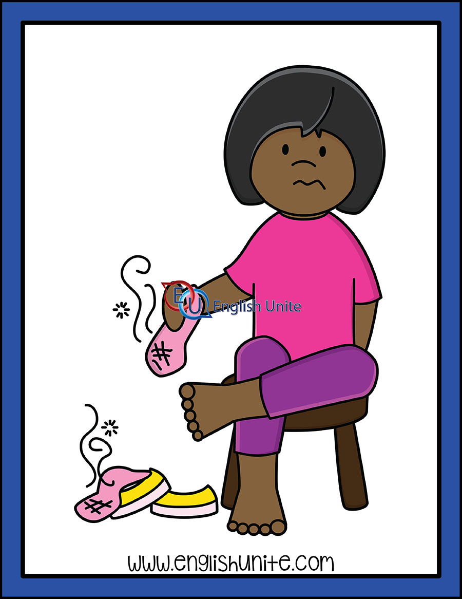 girl put on shoes clipart