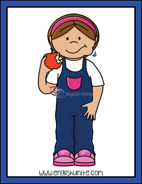 clip art - girl eating apple