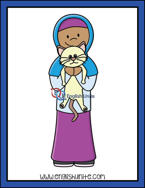 clip art - girl with cat
