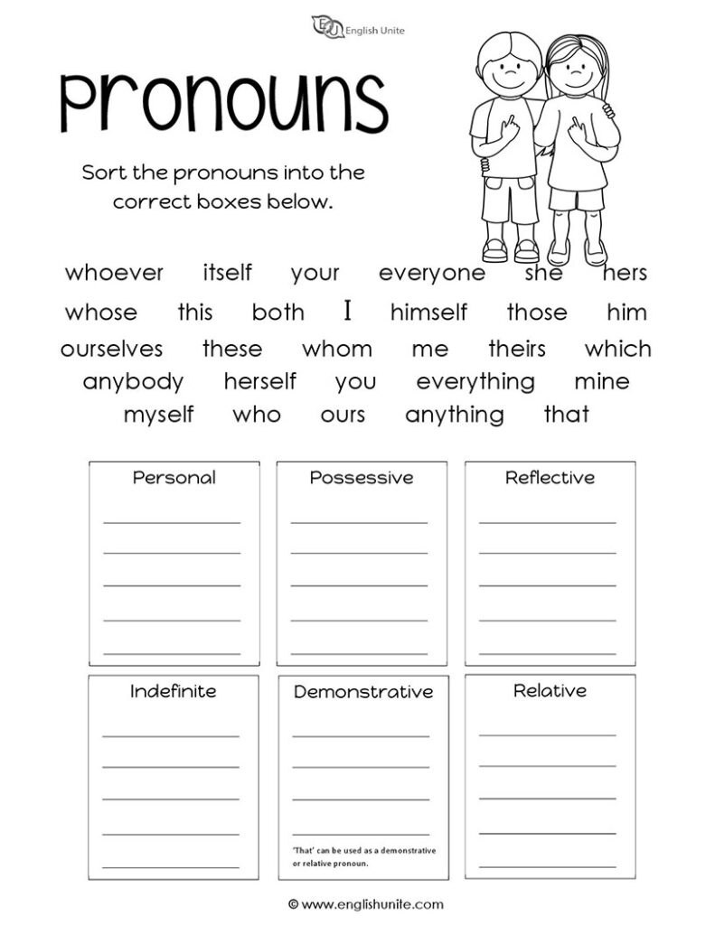 Pronoun Worksheets For Kids