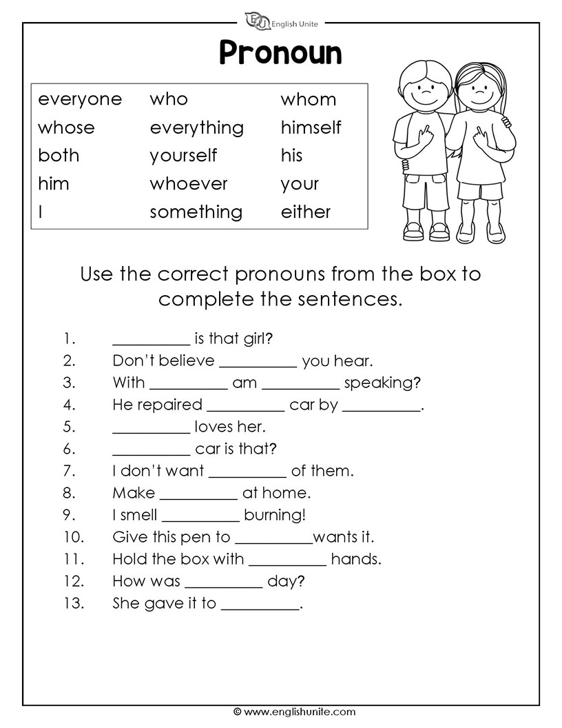Pronoun Worksheet Pdf Grade 4