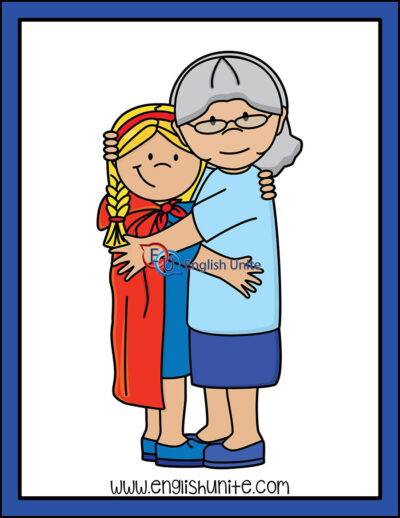 clip art - red riding hood hugs grandma