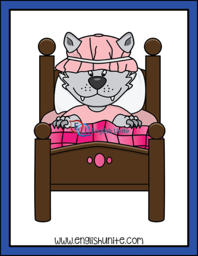 clip art - wolf in bed