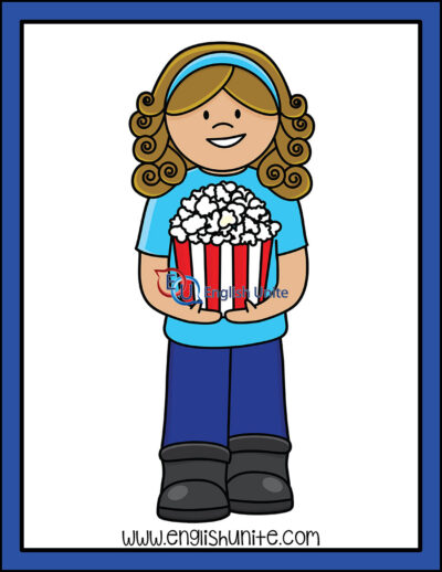 clip art - girl with popcorn
