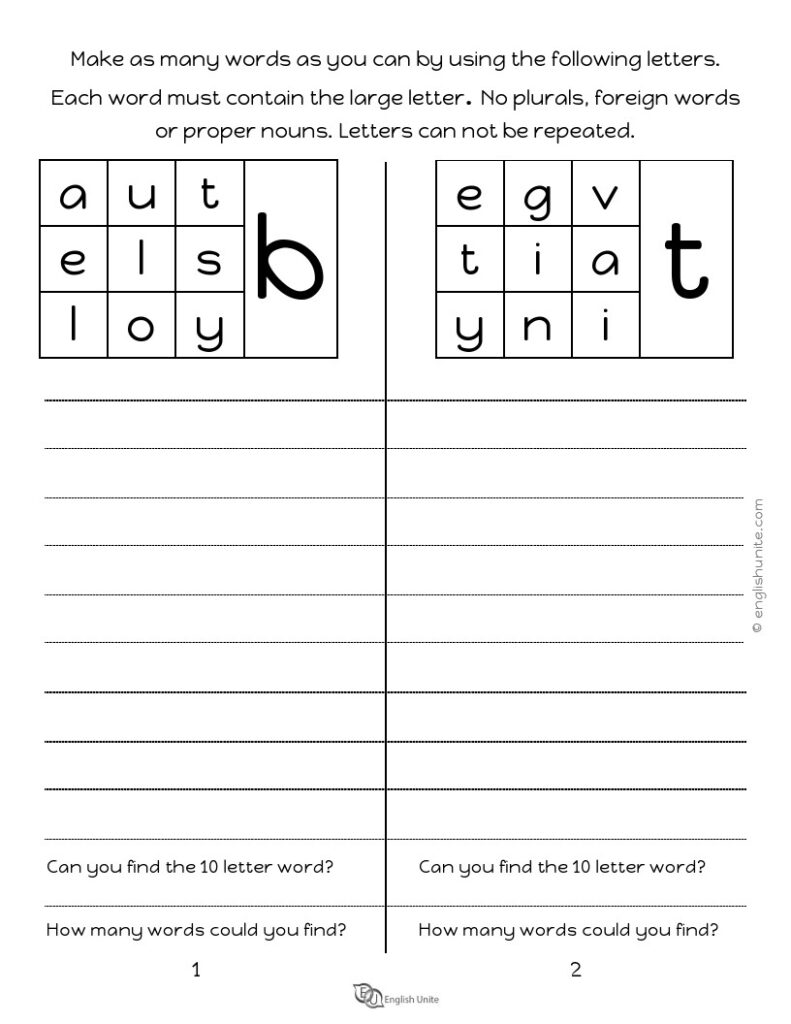 English Unite - Colors Word Search Puzzle