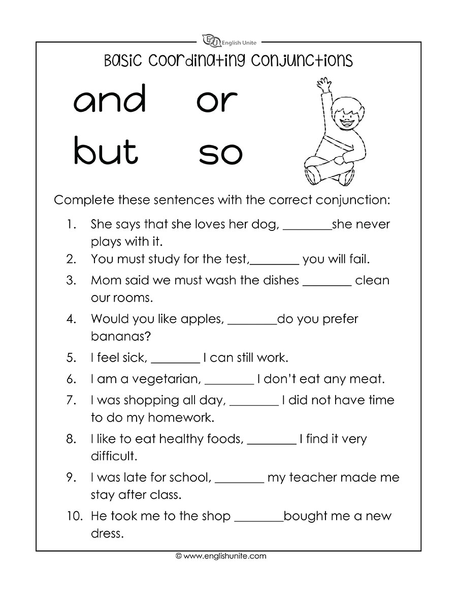 conjunction grammar worksheets