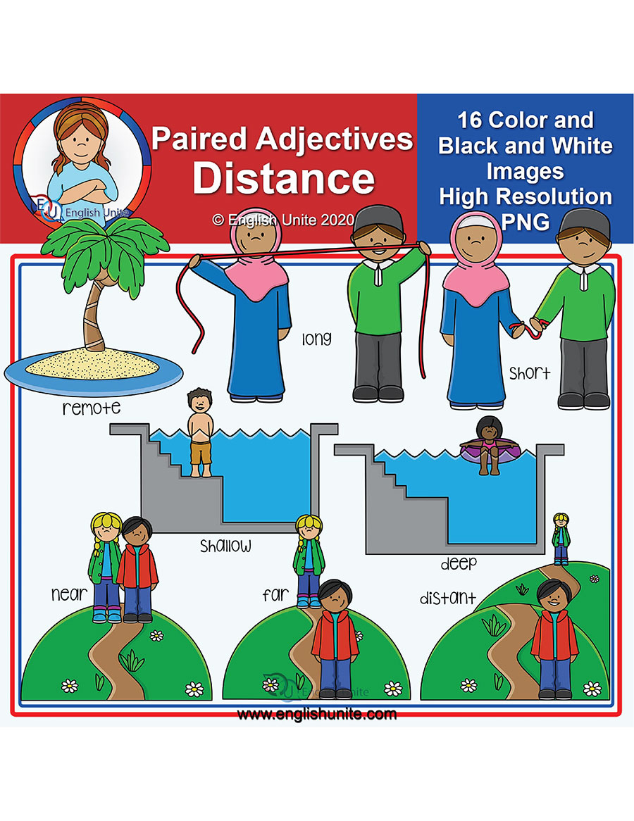 English Unite - Clip Art - Paired Adjectives - Distance
