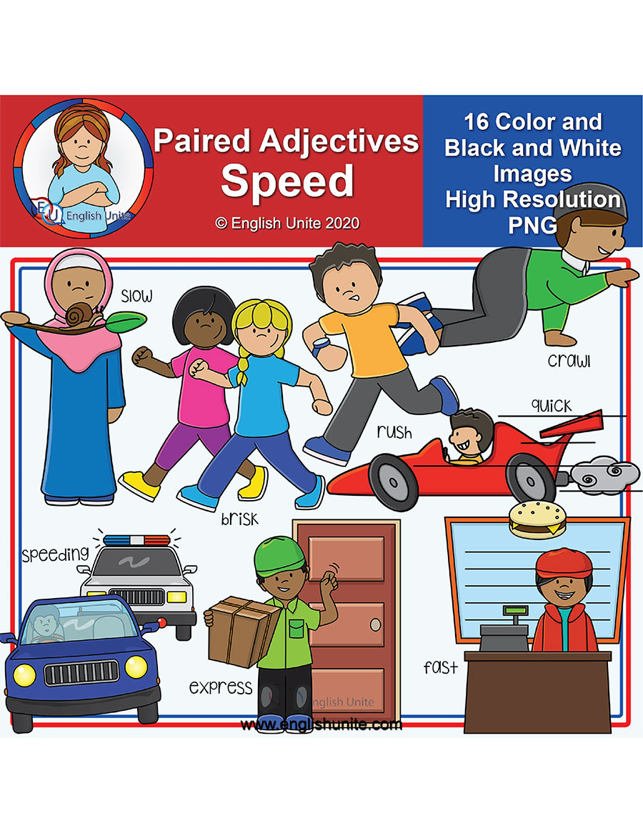 English Unite - Clip Art - Paired Adjectives - Speed