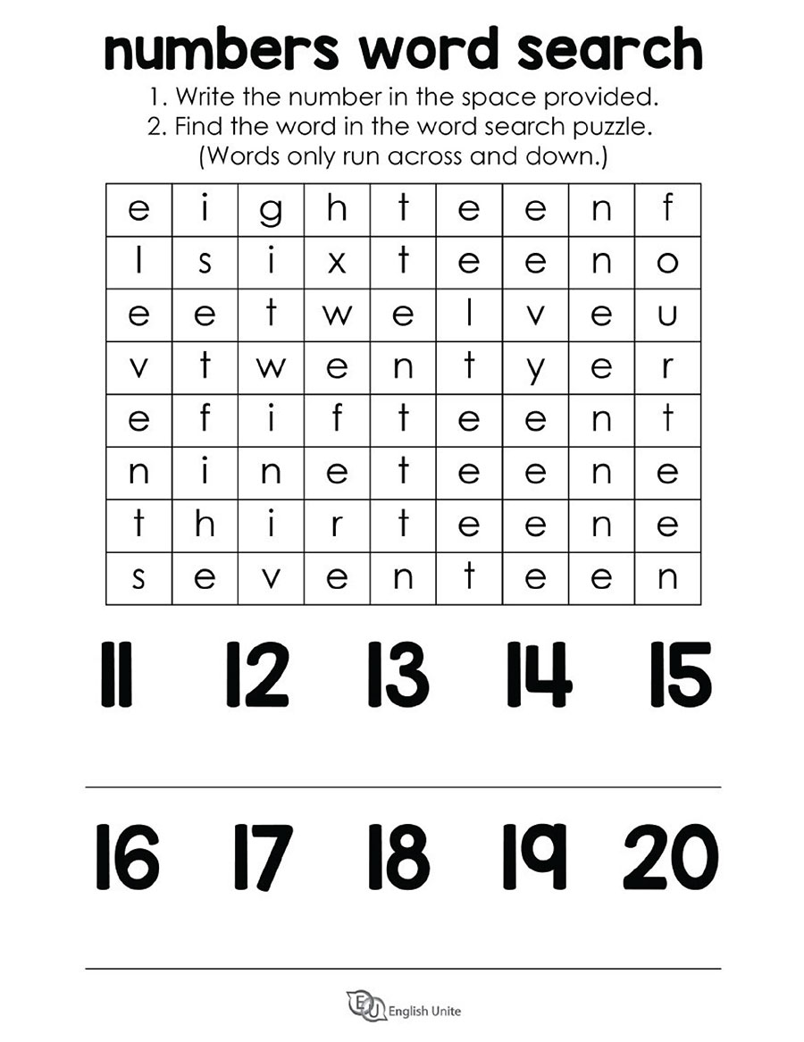 Numbers 11 20 Fichas De Preescolar Fichas De Matematicas Para Guarderia Ingles Para Preescolar