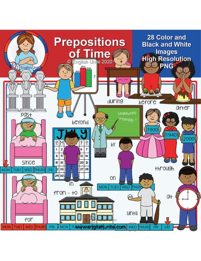 clip art - prepositions of time