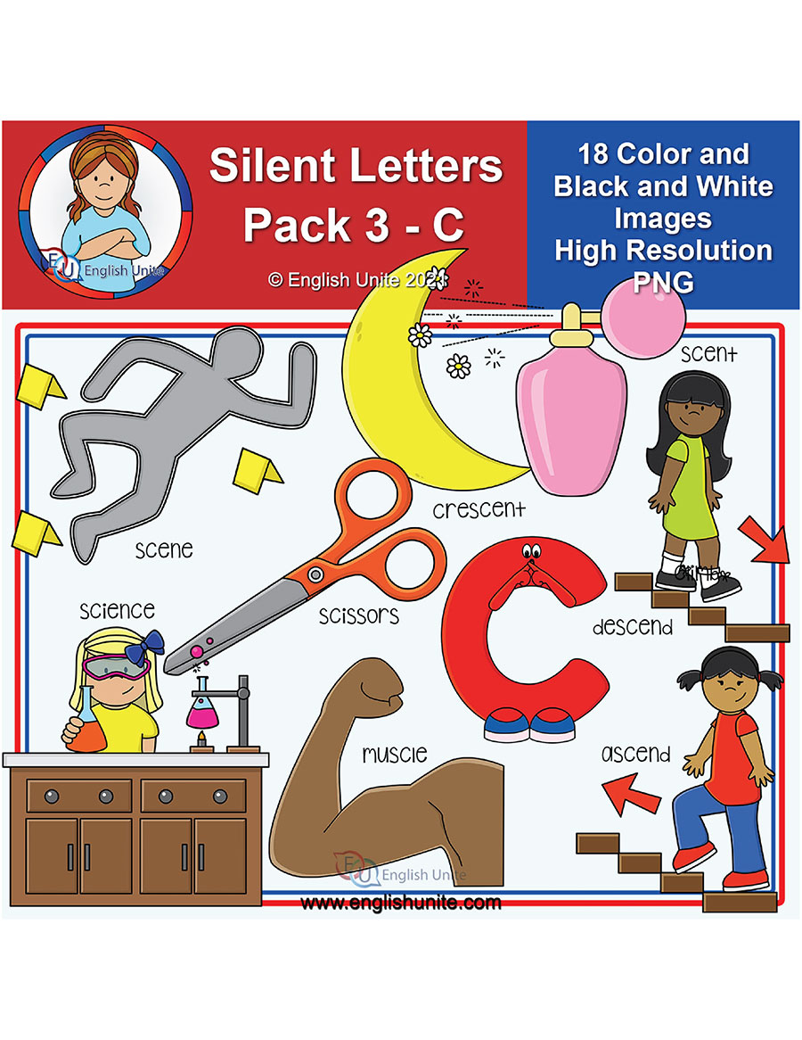 English Unite - Clip Art - Silent Letters Pack 3 (C)