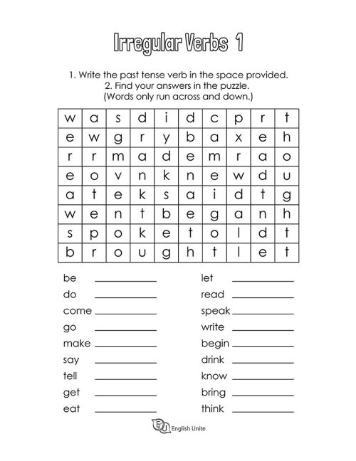 word search puzzle - irregular verb 1