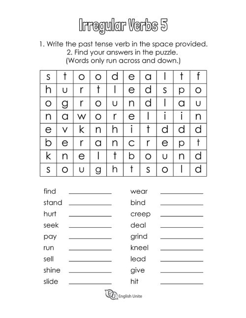 word search puzzle - irregular verb 5
