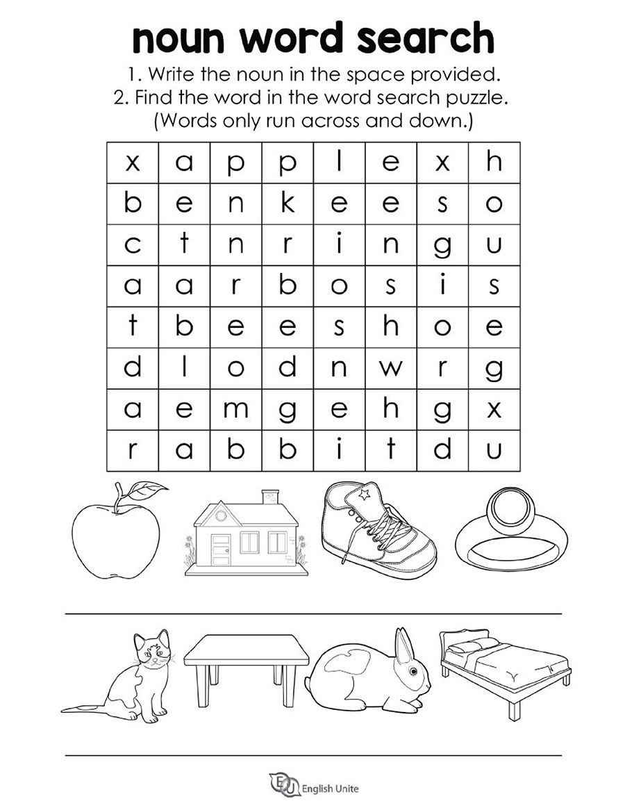 English Unite Noun Word Search Puzzle