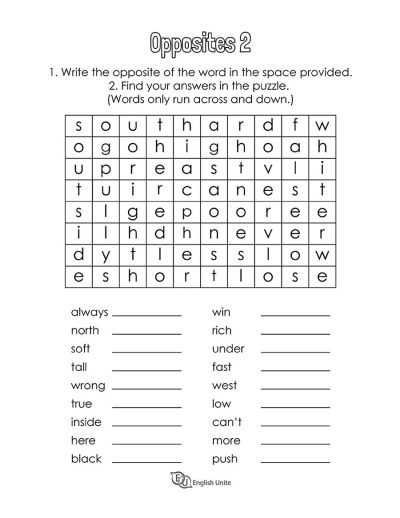 word search puzzle - opposites 2