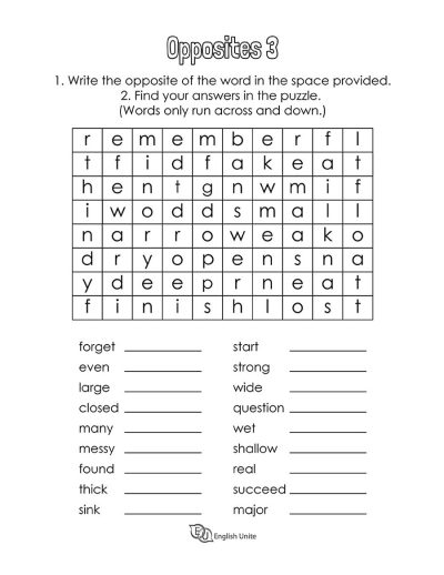word search puzzle - opposites 3