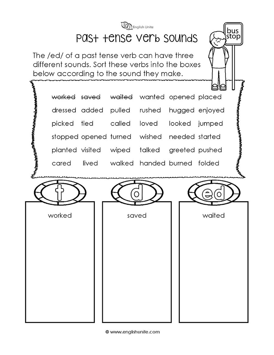 english unite past tense verb sounds worksheet