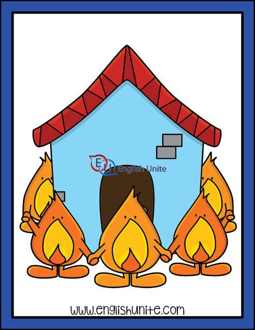 clip art - flames surround house