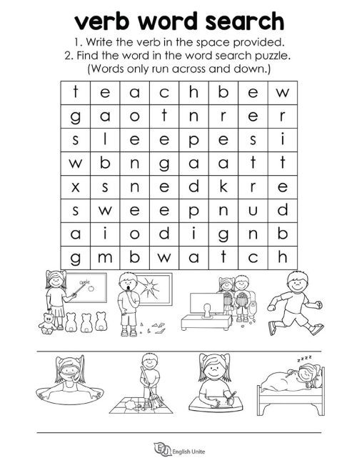 word search puzzle - verb