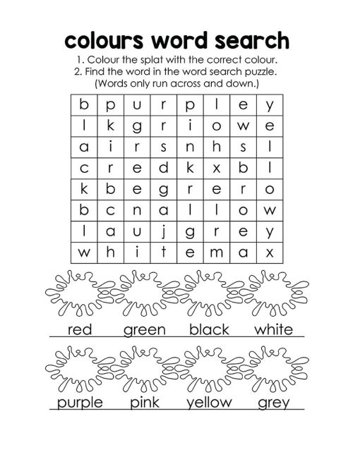 English Unite - Colours Word Search Puzzle