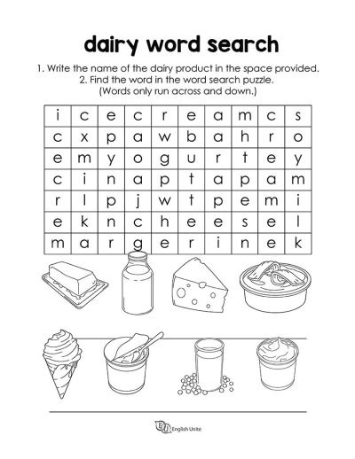 word search - dairy