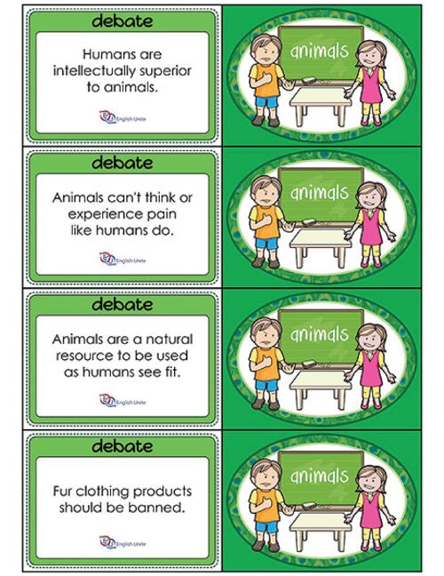 debate cards - animals