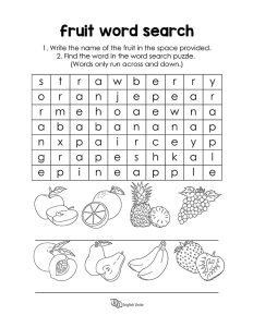 English Unite - Fruit Word Search Puzzle