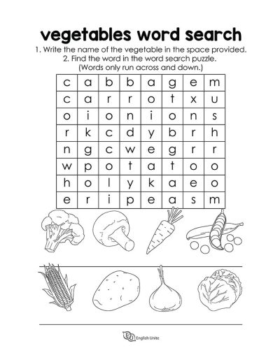 word search - vegetables