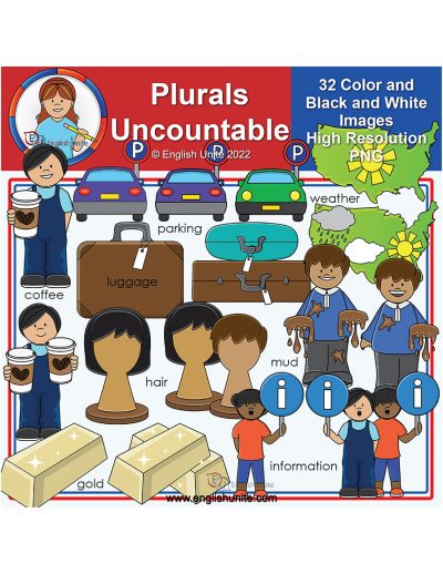 clip art - plurals pack 8 uncountable nouns