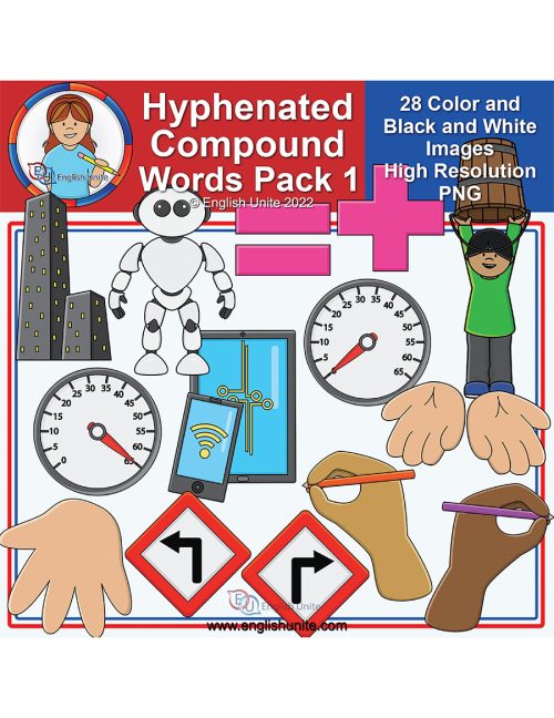clip art - hyphenated compound words pack 1