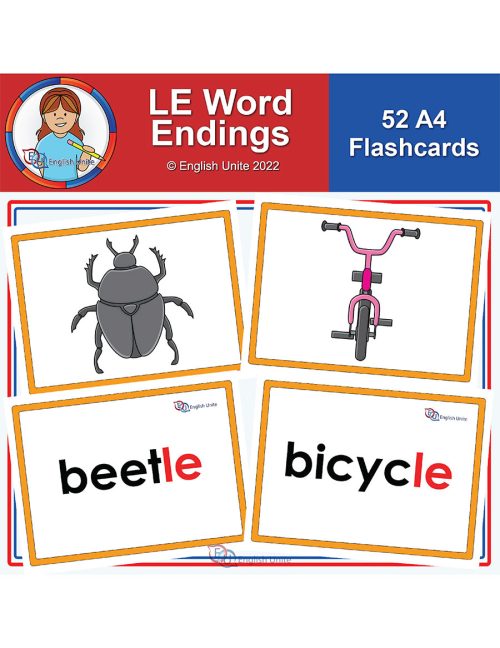 flashcards - a4 le word endings