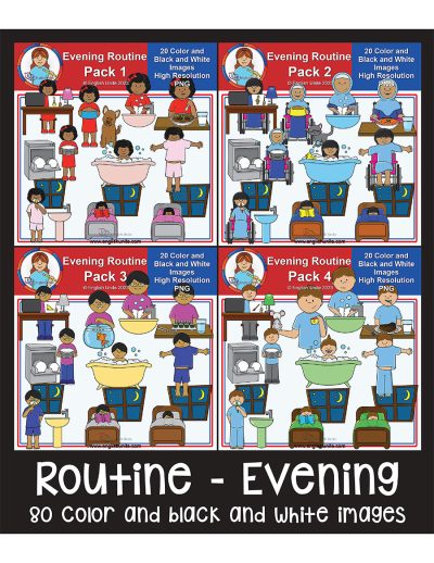 clip art - evening routine bundle