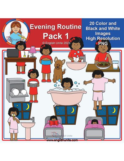clip art - evening routine sequence pack 1