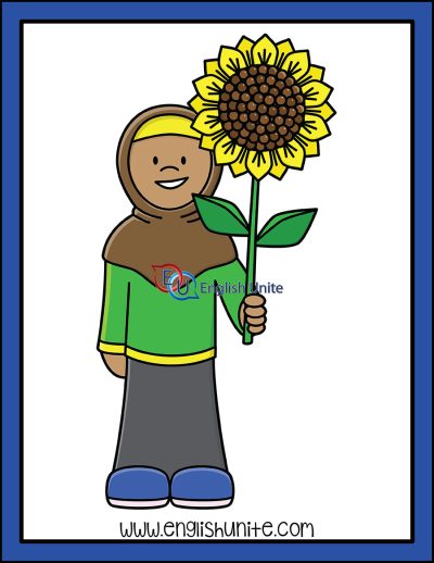 clip art - counting sunflower petals girl