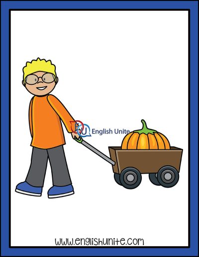 clip art - fall verbs pulling pumpkins