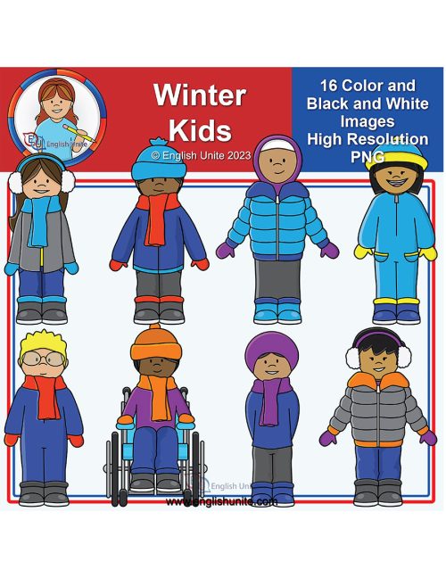 clip art - winter kids