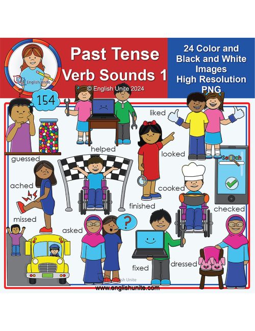 clip art - past tense verb sounds pack 1