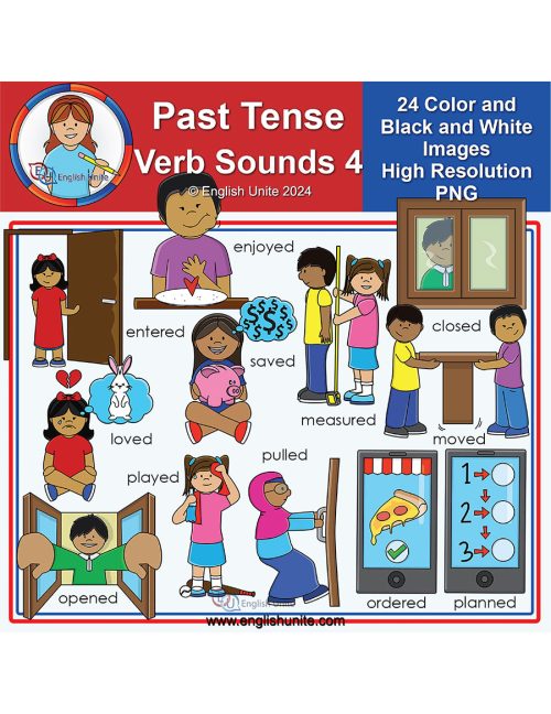 clip art - past tense verb sounds pack 4