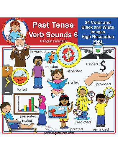clip art - past tense verb sounds pack 6