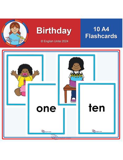 flashcards - A4-size birthday