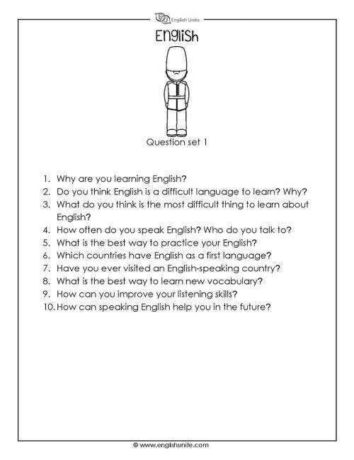 English Unite 20 Questions Speaking Challenge English