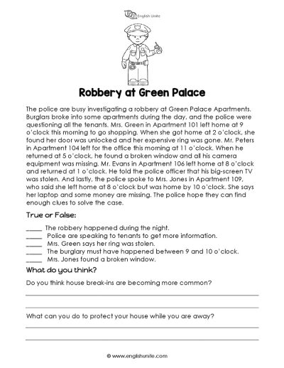 Short story - Robbery at Green Palace